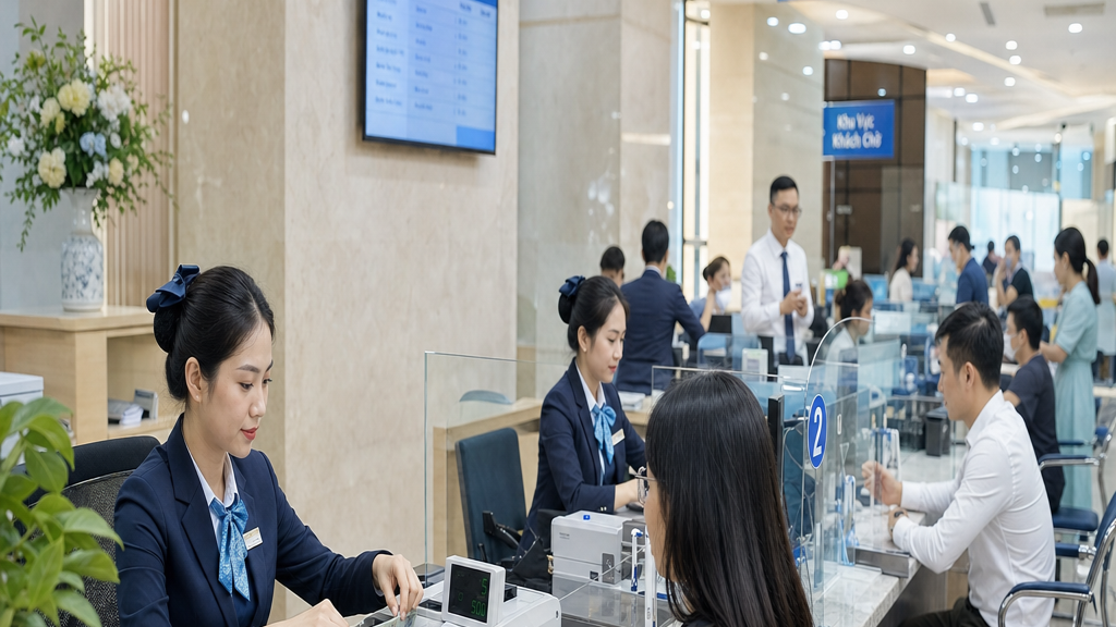 Quầy giao dịch ngân hàng hiện đại