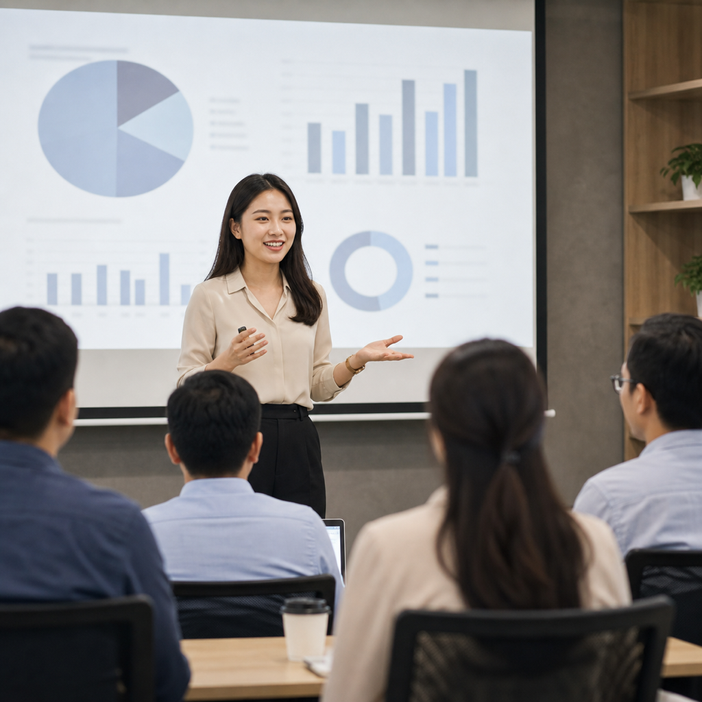 Giáo viên cấp 3 thuyết trình bài giảng