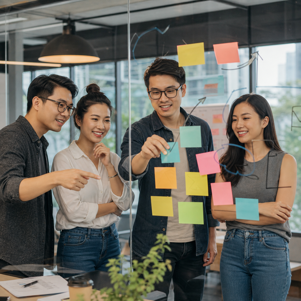 nhân viên họp bàn xu hướng nghề