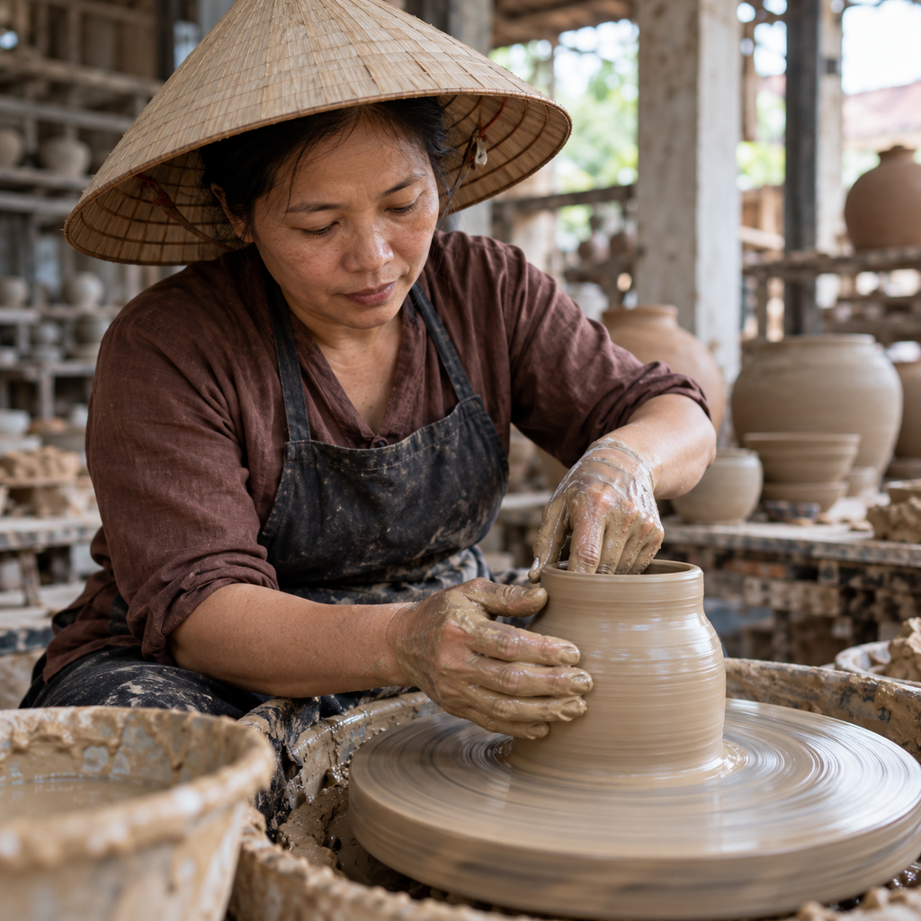 nghề làm gốm thủ công nghệ nhân